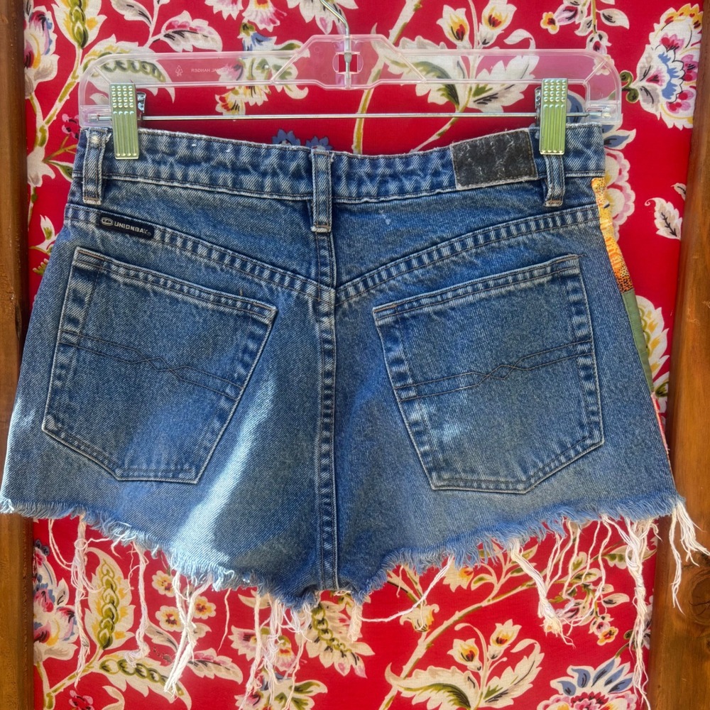 Vintage Patchwork Embellished Denim Cutoff Short Shorts - Picture 2 of 11